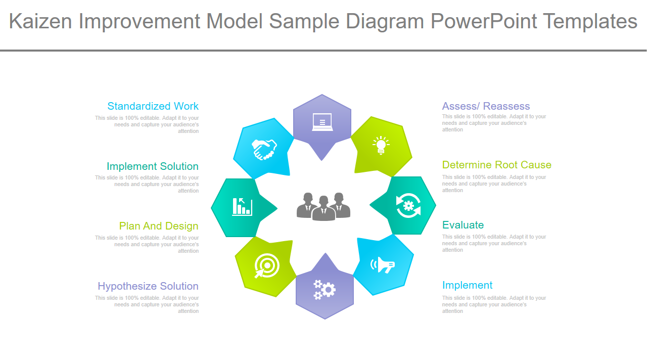 Kaizen Improvement Model Sample Diagram PowerPoint Templates 