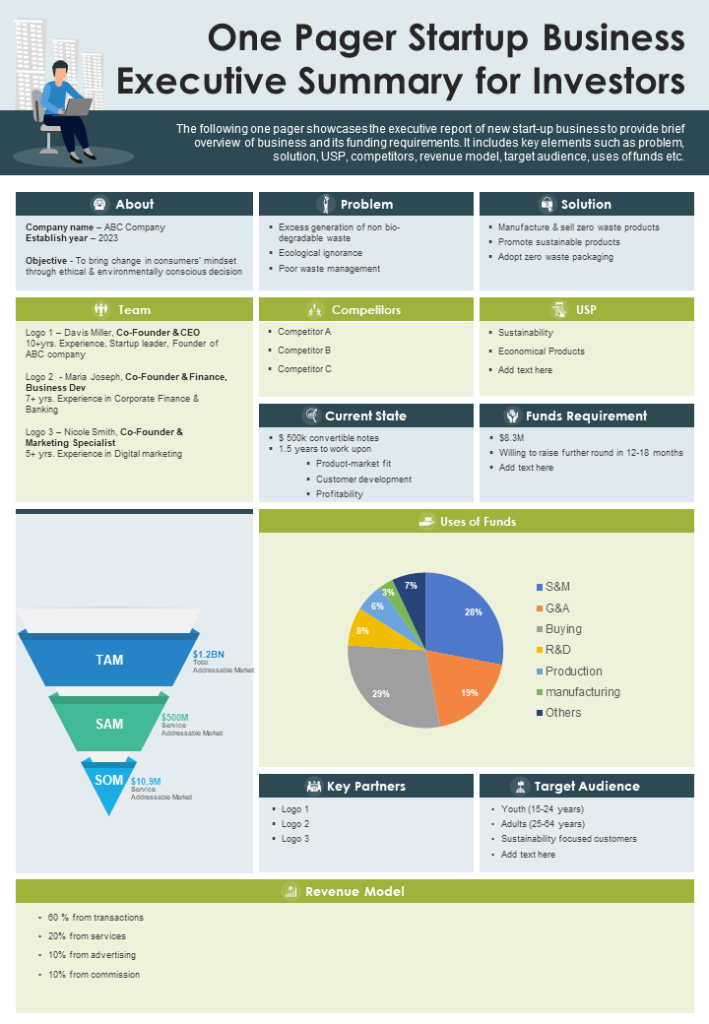 One page Business Executive Summary Template