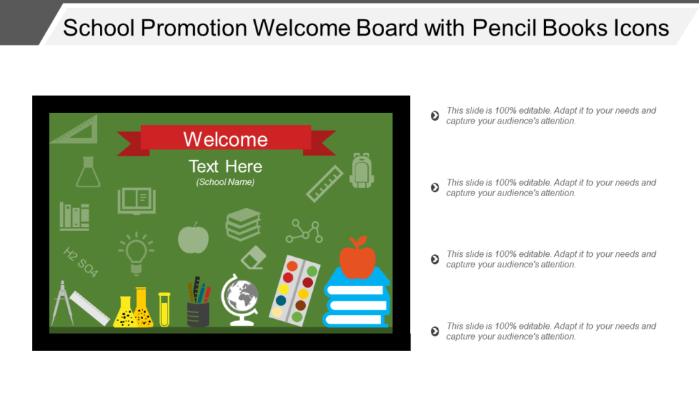 School Promotion Welcome Board With Pencil Books Icons