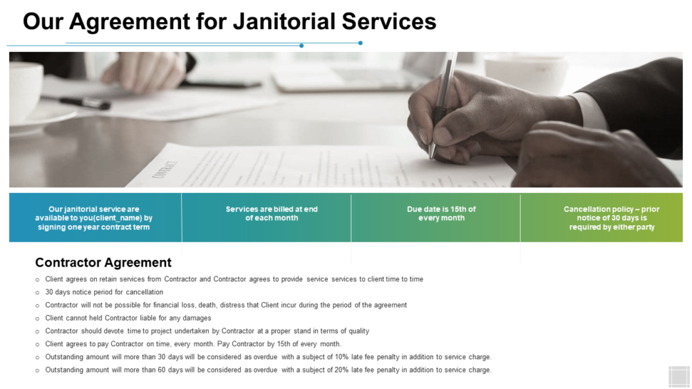 Agreement For Janitorial Services