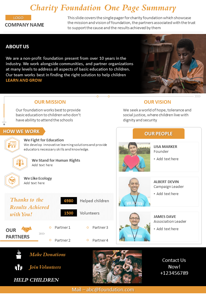 Charity Foundation One Page Summary Charity Foundation One Page Summary