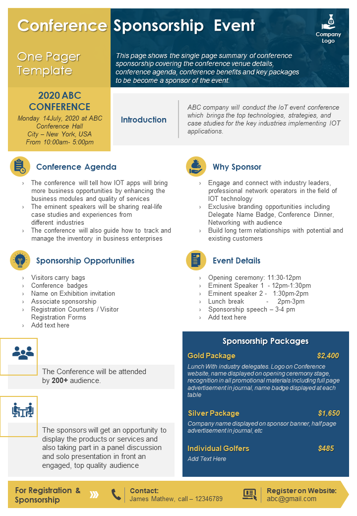 Conference Sponsorship Event One Pager Template