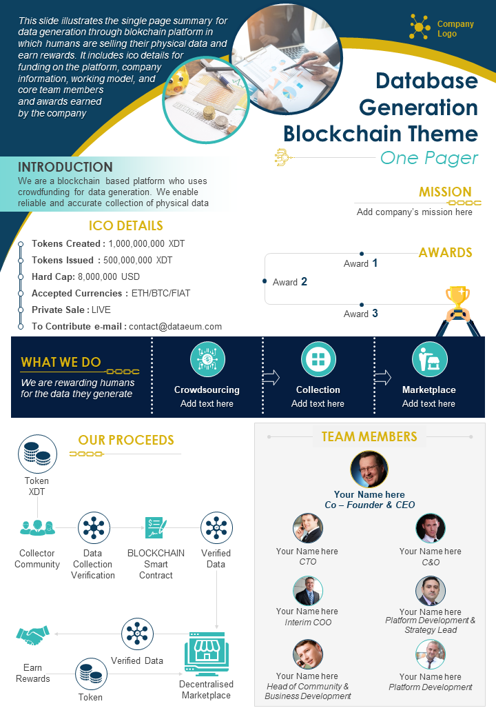 Database Generation Blockchain Theme One Pager