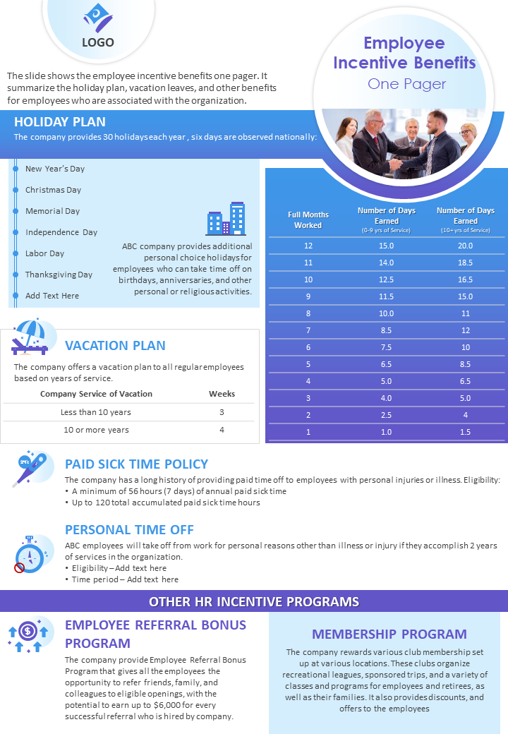 Employee Incentive Benefits One Pager