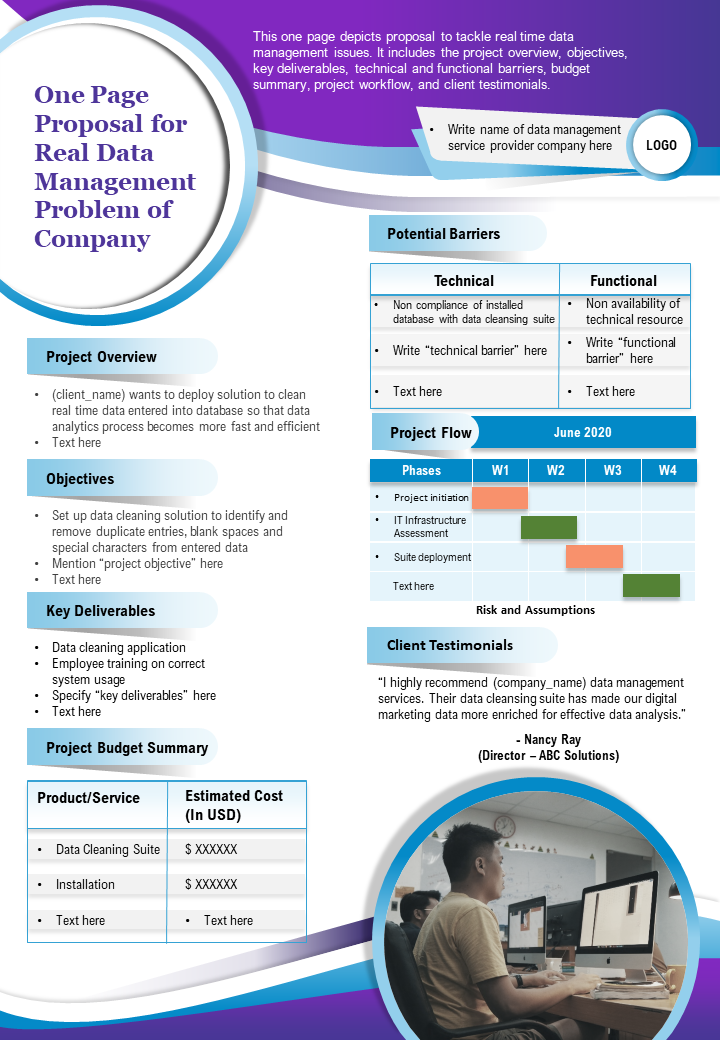 One Page Proposal For Real Data Management Problem