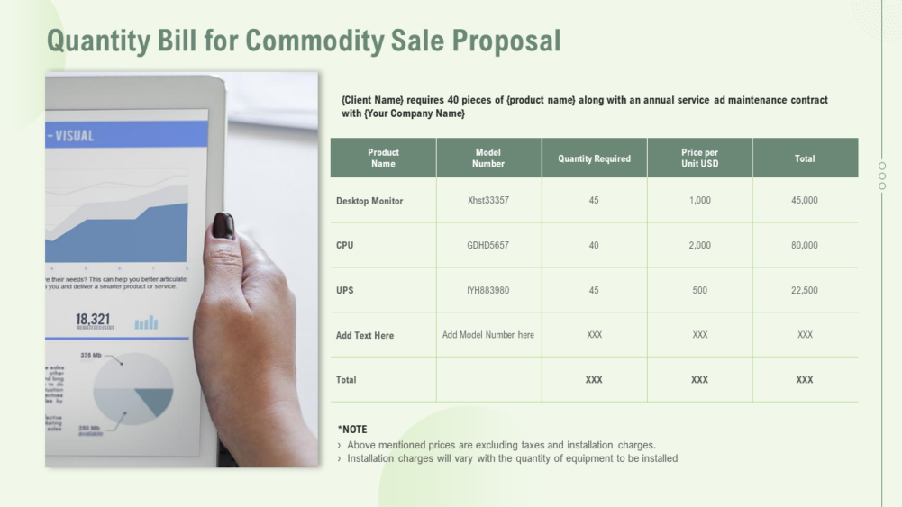 Quantity Bill For Commodity Sale Proposal