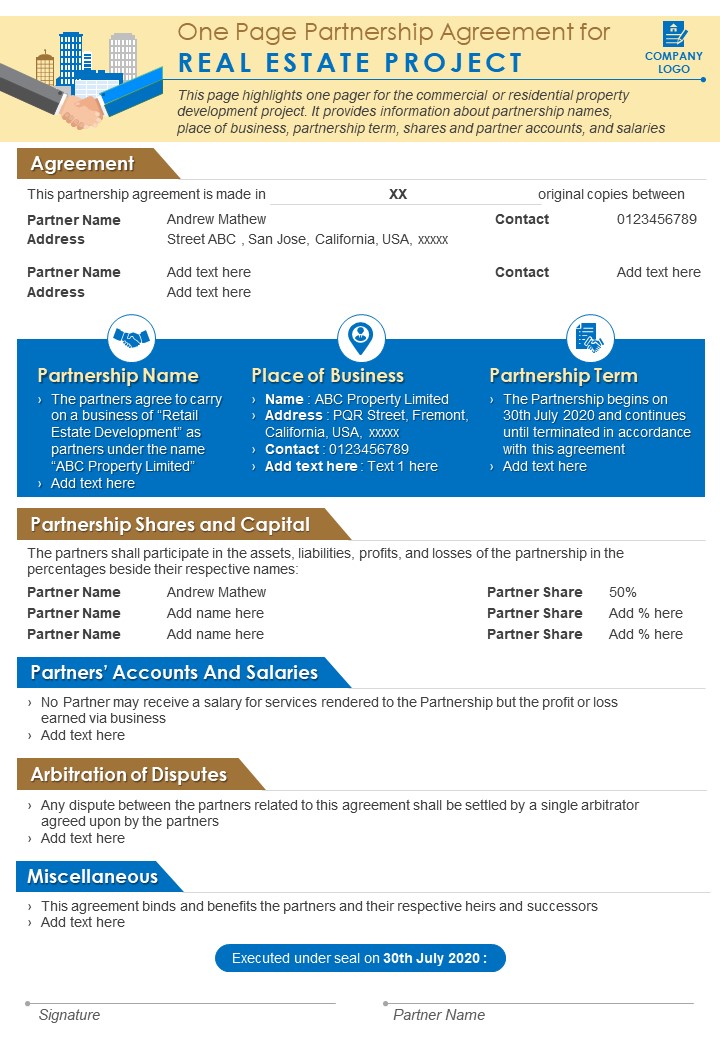 One-Page Contract Template 4