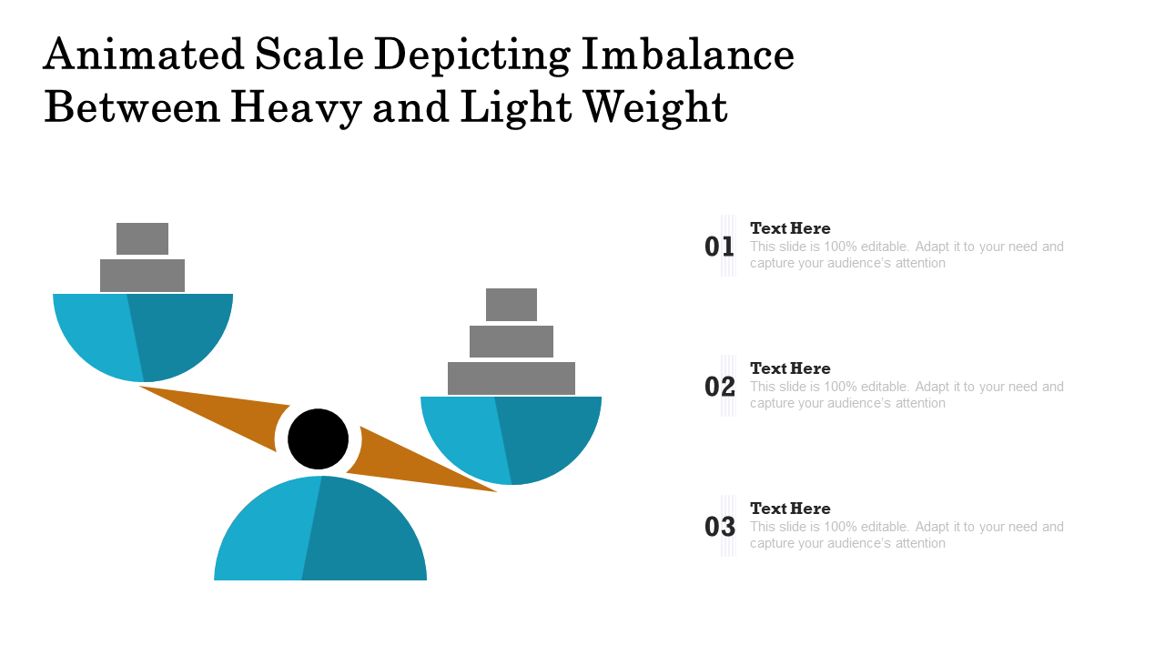 Animated scale depicting imbalance PPT Template