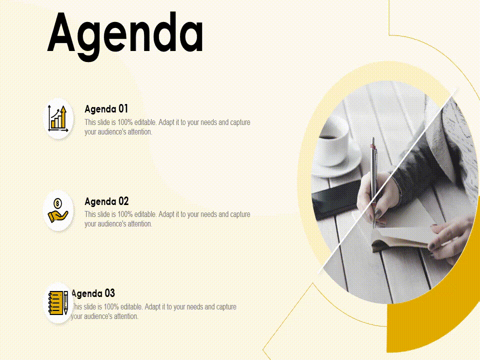 Business Agenda Layout with Three Points Animated Template