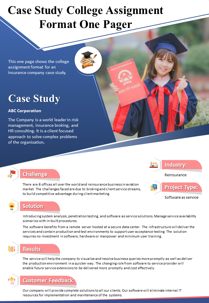 Case Study College Assignment Format One Pager
