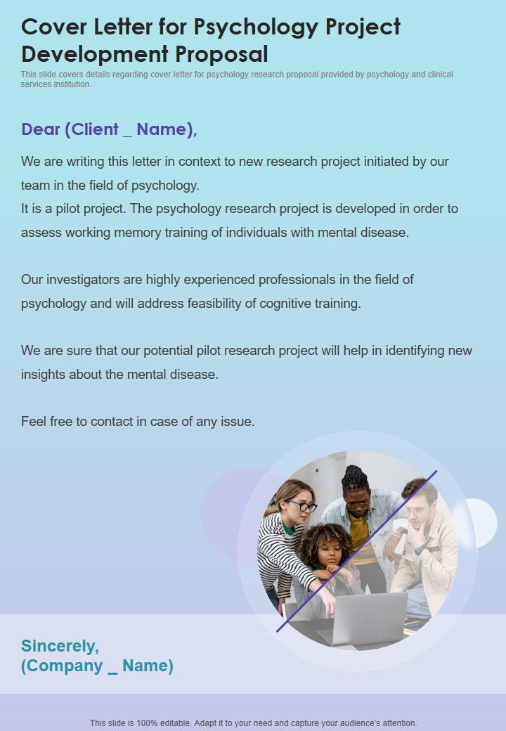 Cover Letter for Psychology Project Development Proposal 
