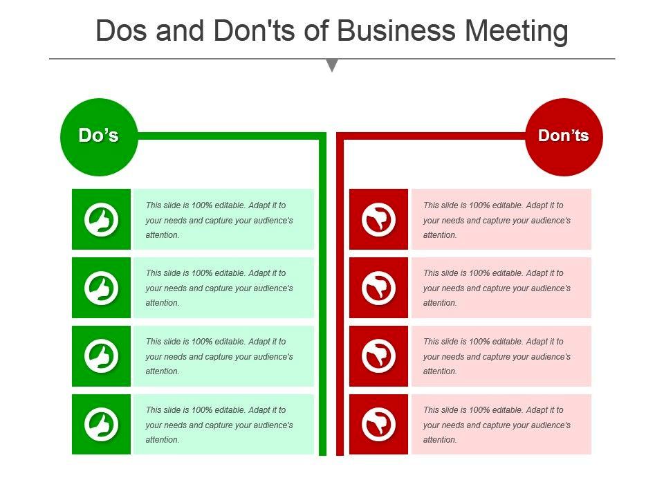 Dos And Donts Of Business Meeting Powerpoint Template