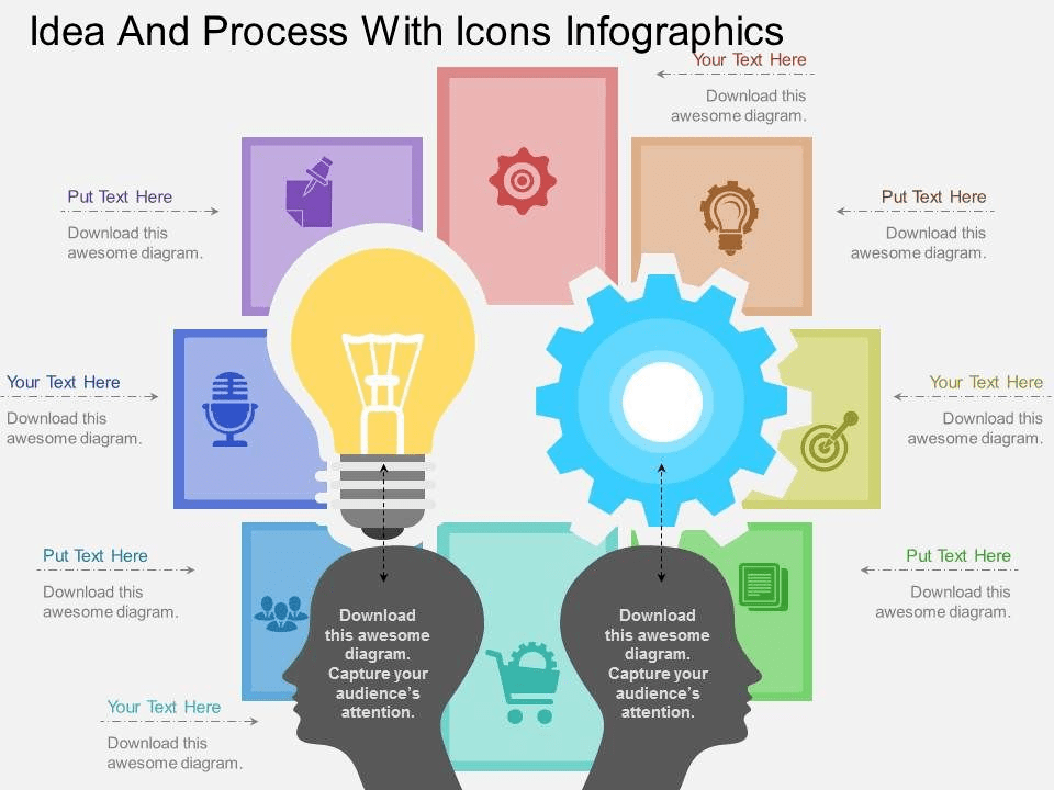 Idea And Process With Icons Infographics Flat Powerpoint Design