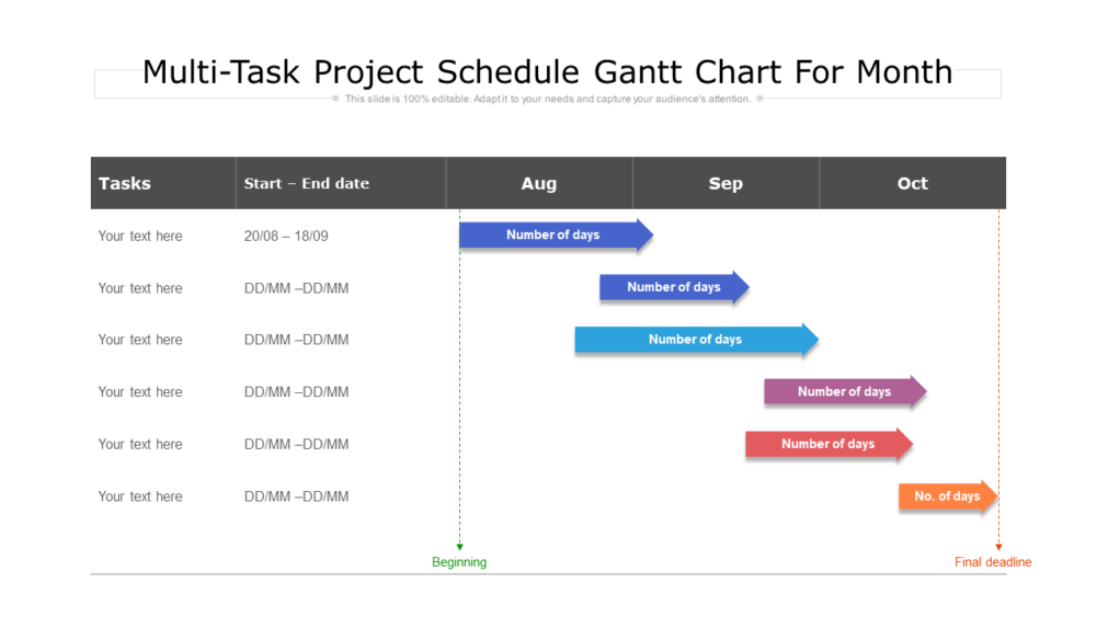 Multi Task Project Schedule Gantt