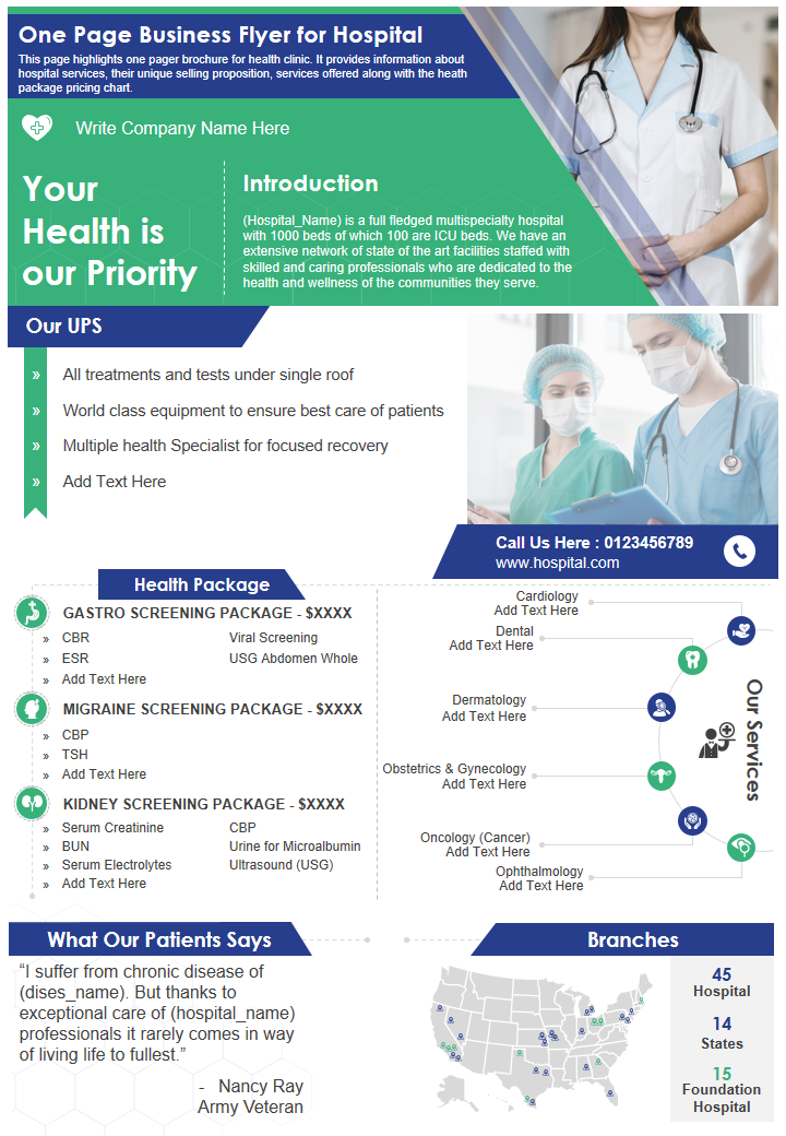 One Page Business Flyer for Hospital 