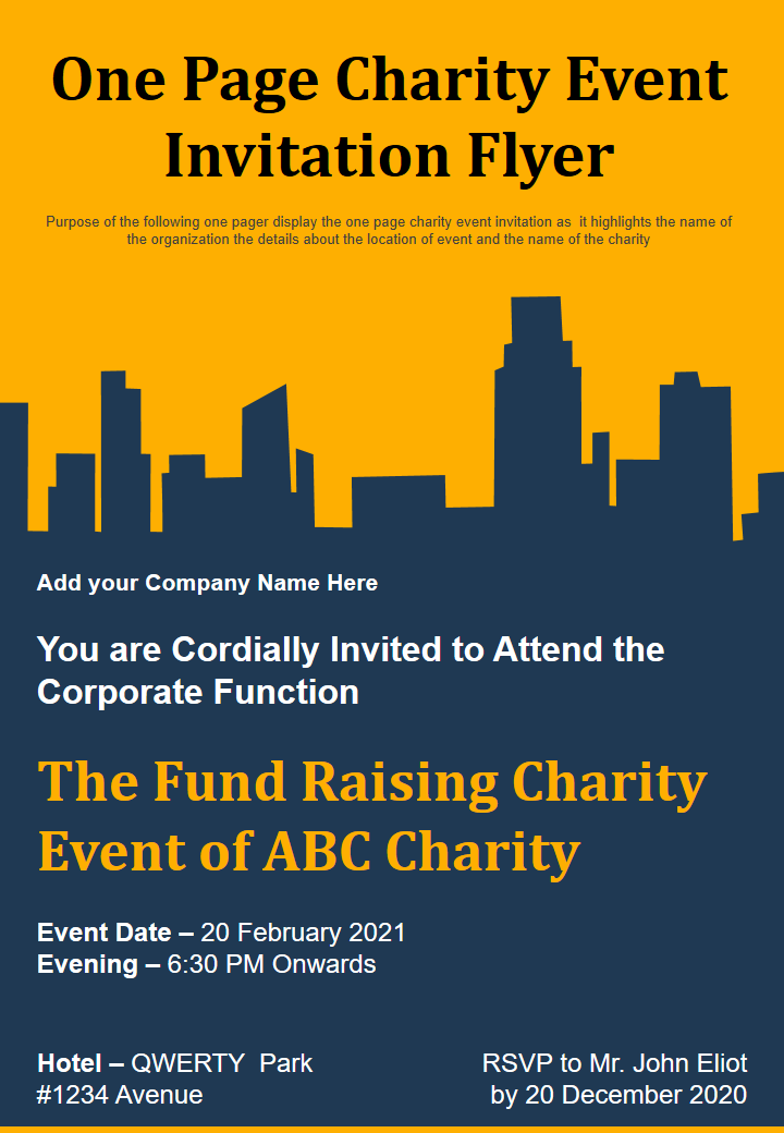 One Page Charity Event Invitation Flyer 