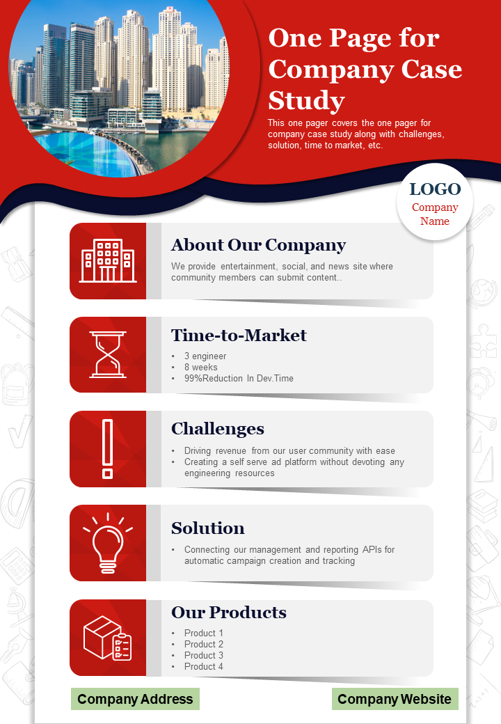 One Page For Company Case Study