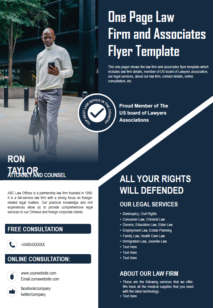 One Page Law Firm and Associates Flyer Template 