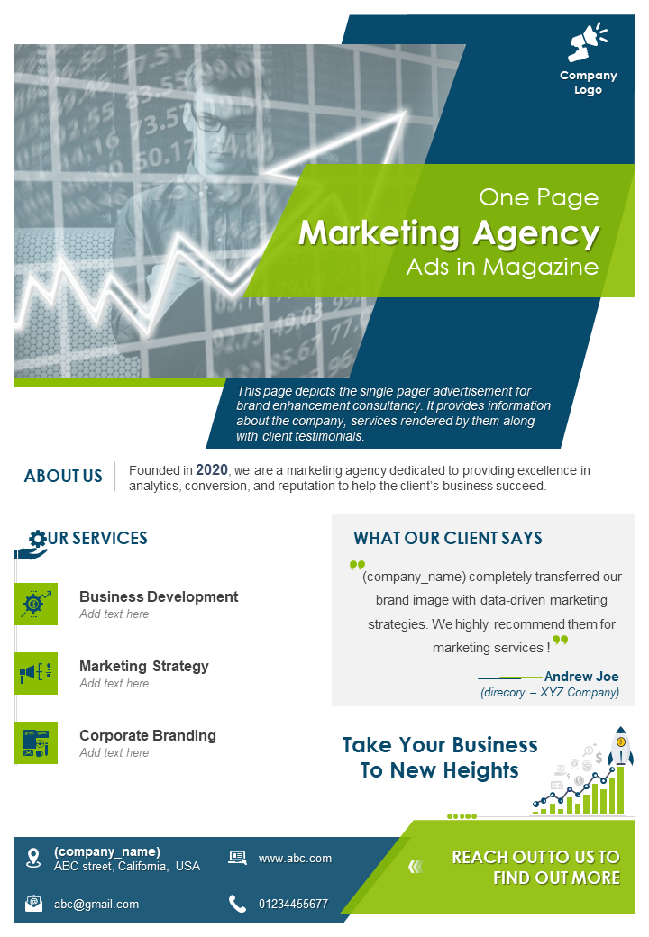 One Page Marketing Agency Ads