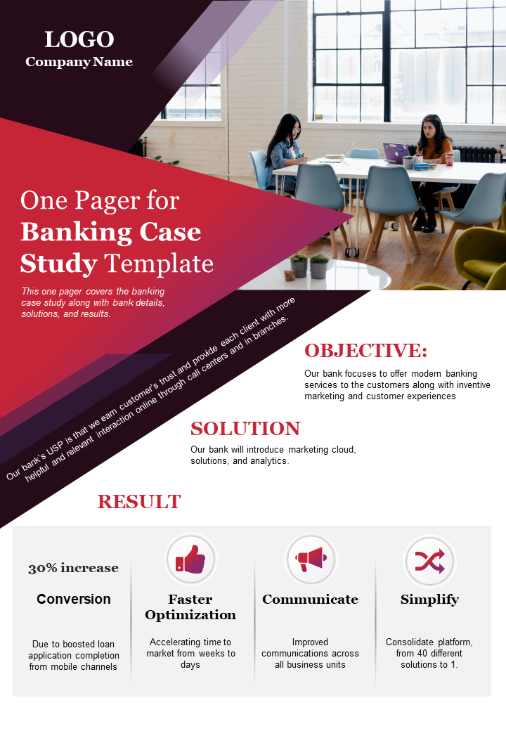 One Pager For Banking Case Study Template