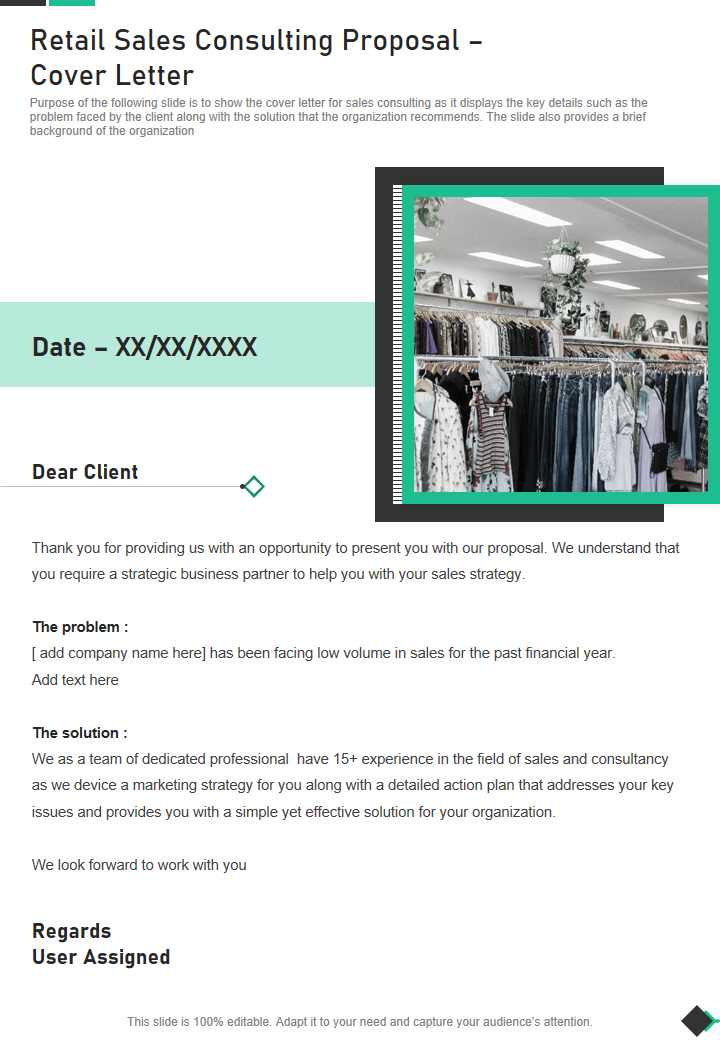 Retail Sales Consulting Proposal – Cover Letter Retail Sales Consulting Proposal – Cover Letter