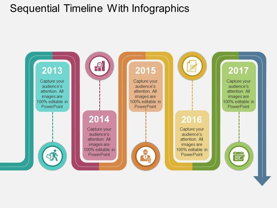 Sequential Timeline With Infographics Flat Powerpoint Design