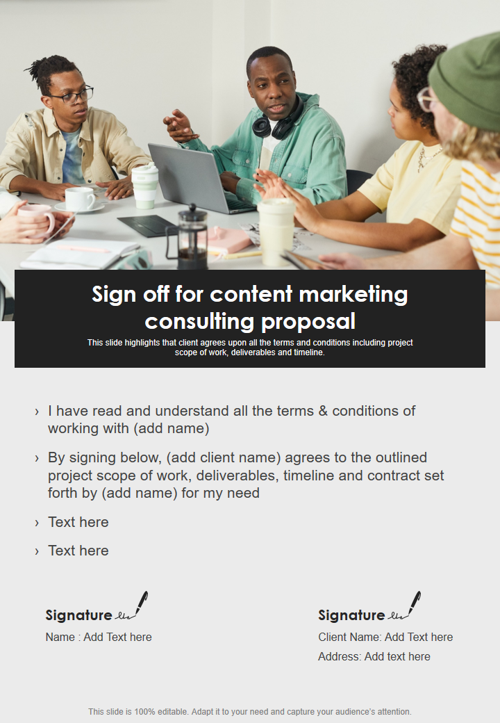 Sign off for content marketing consulting proposal 