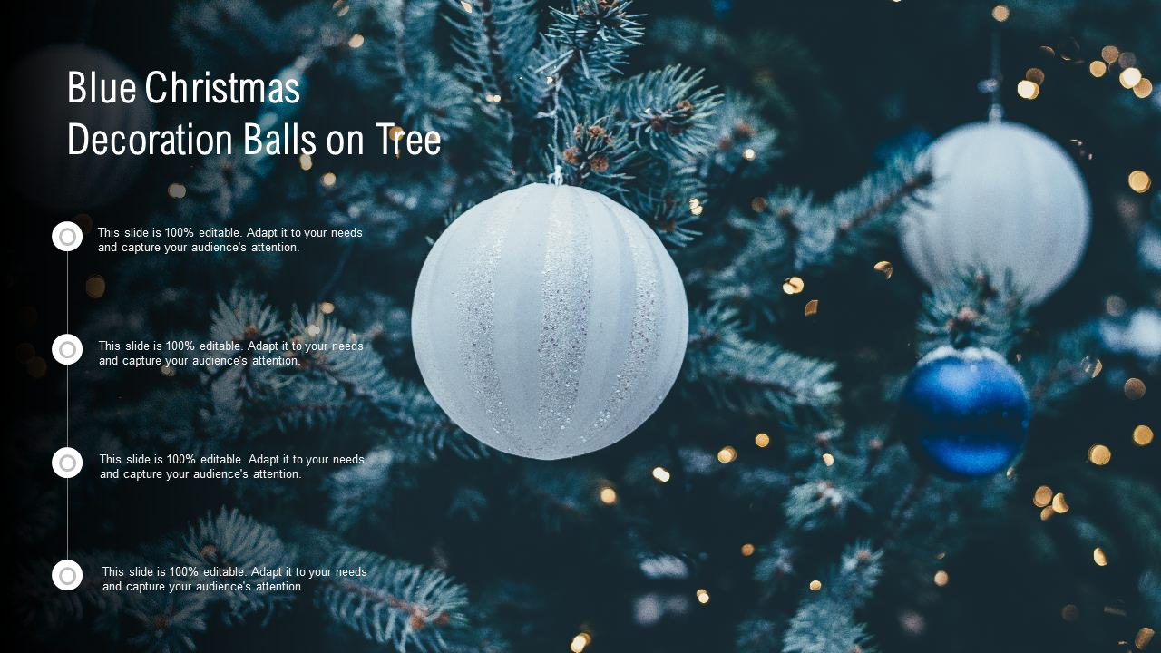 Blue Christmas Decoration Balls On Tree