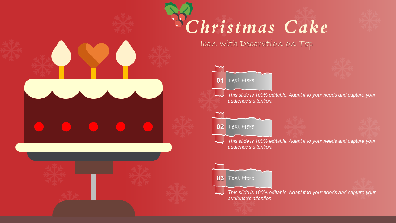 Christmas Cake Icon With Decoration On Top
