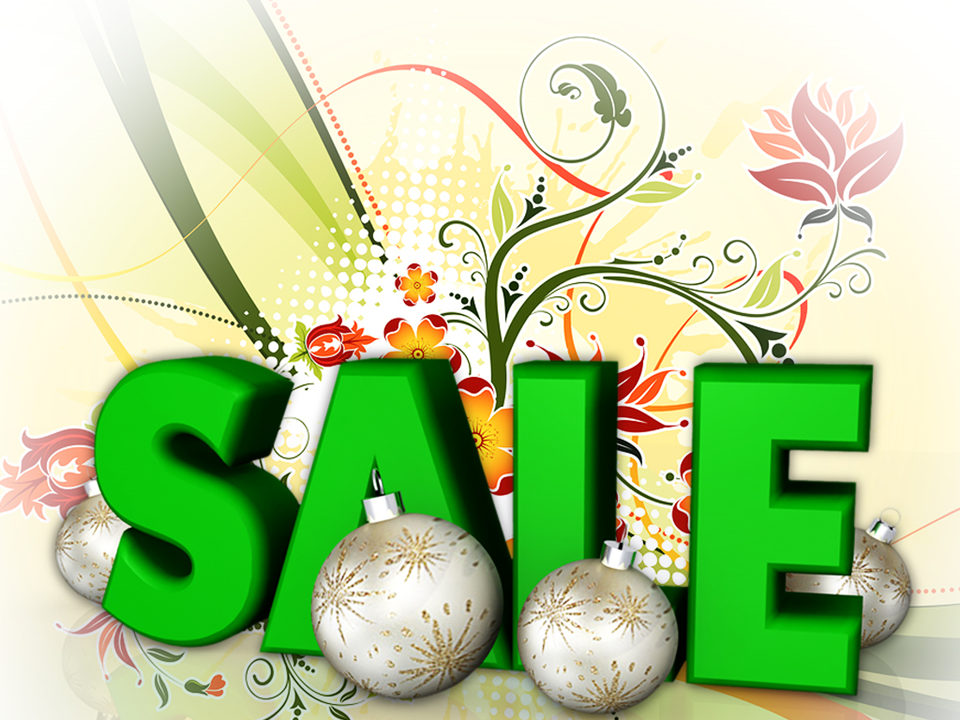 Christmas Ornaments Happy Sale With Stylized Baubles