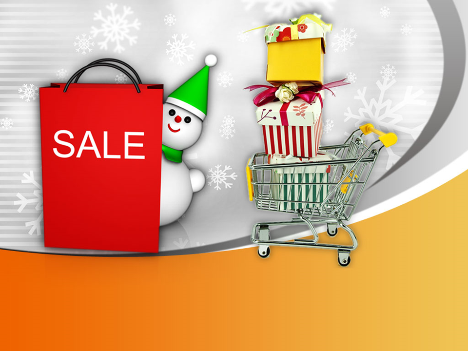 Christmas Sale Basket Full Of Items PowerPoint Template