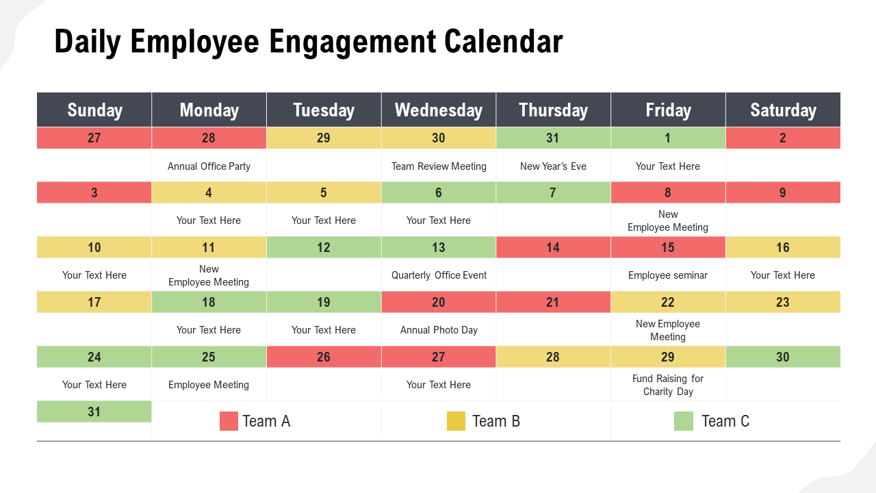Daily Employee Engagement Calendar