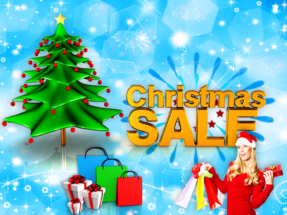 Holidays Christmas Tree Sale Shopping Winter PowerPoint Template