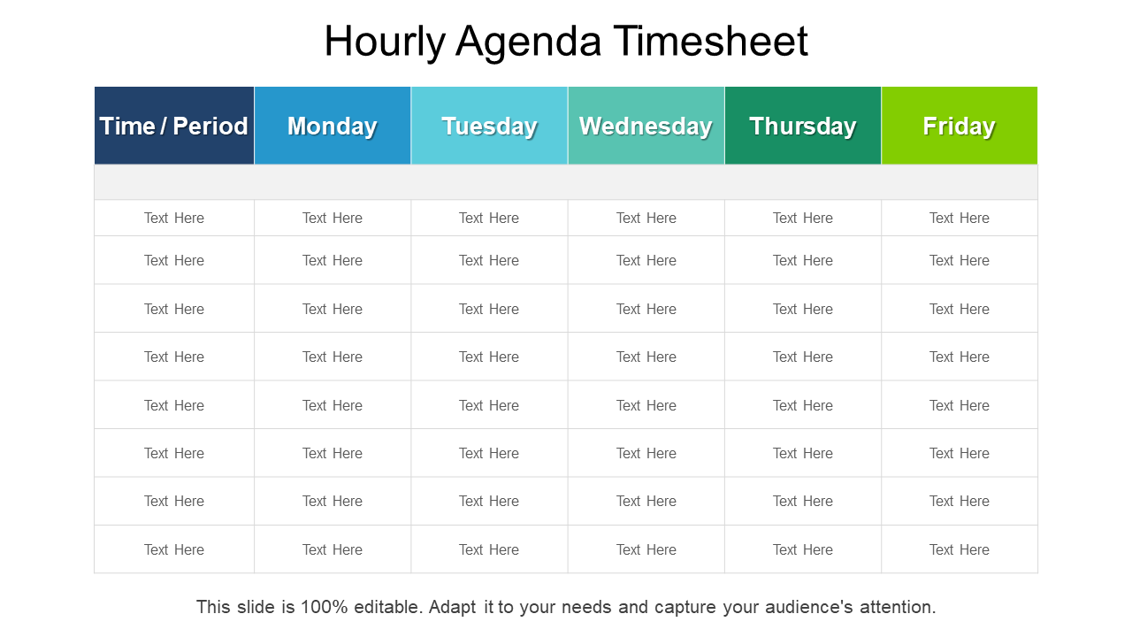 Hourly Agenda Timesheet PowerPoint Layout