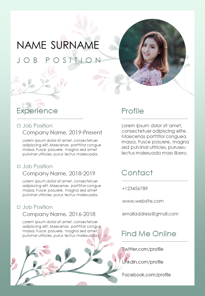 Nature inspired Resume template