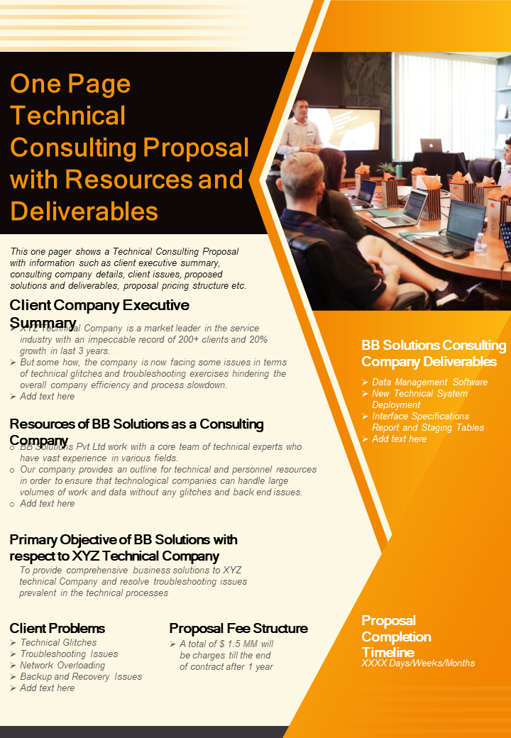 One Page Technical Consulting Proposal