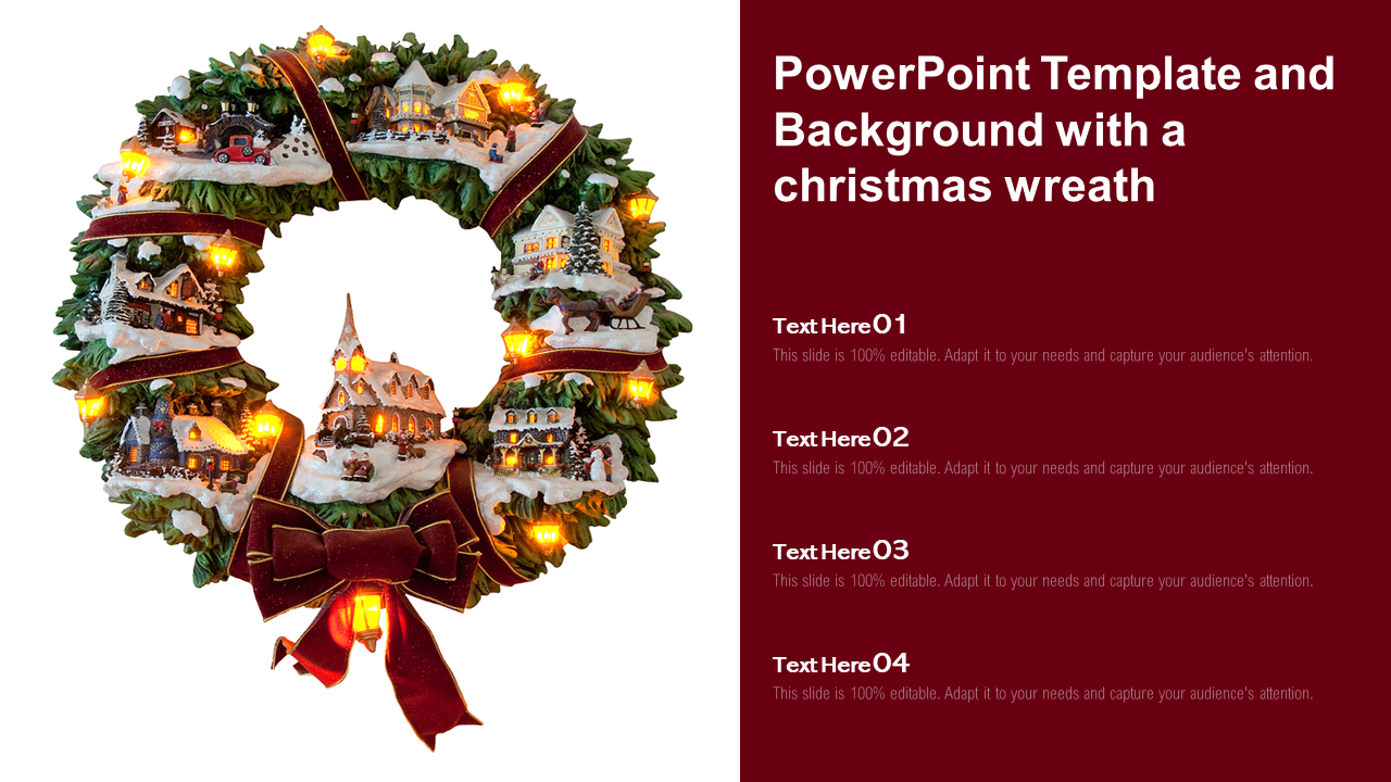 PowerPoint Template And Background With A Christmas Wreath
