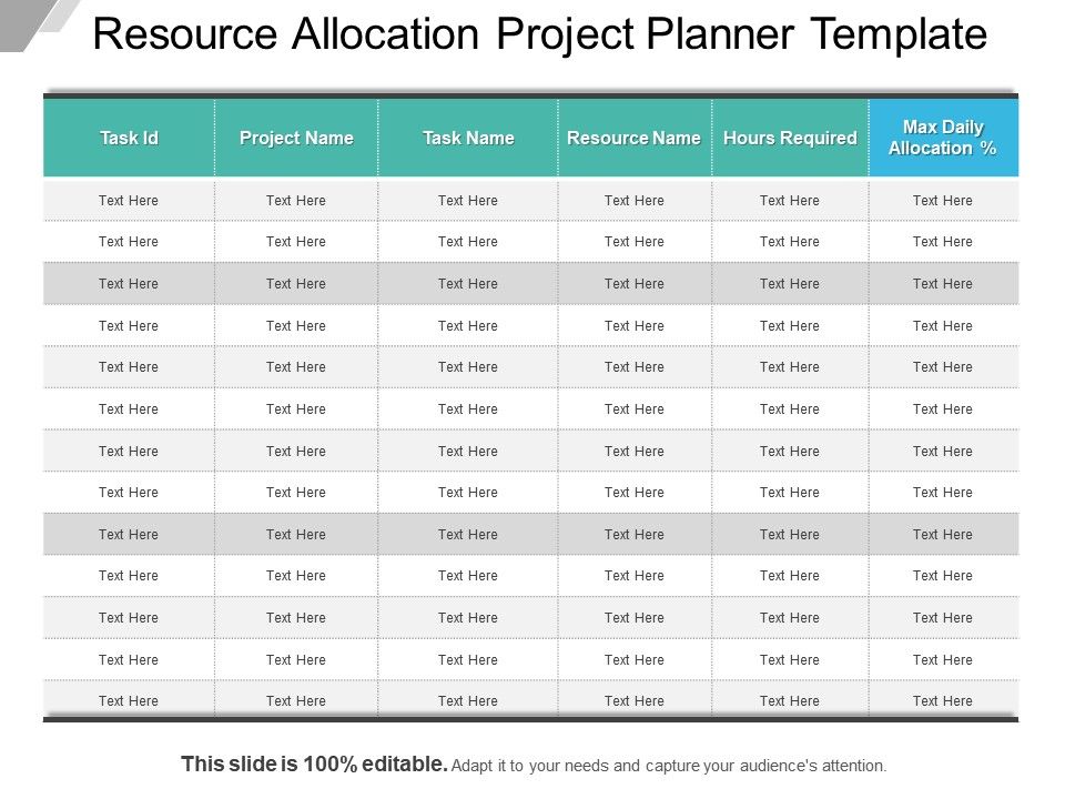 Resource Allocation Project Planner Template