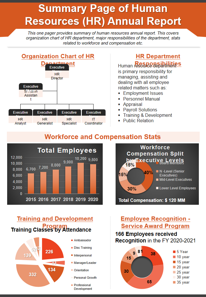 Summary Page of Human Resources (HR) Annual Report 