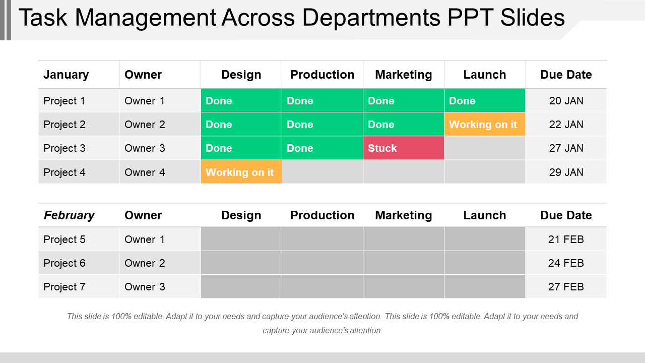 Task Management Across Departments PPT Slides