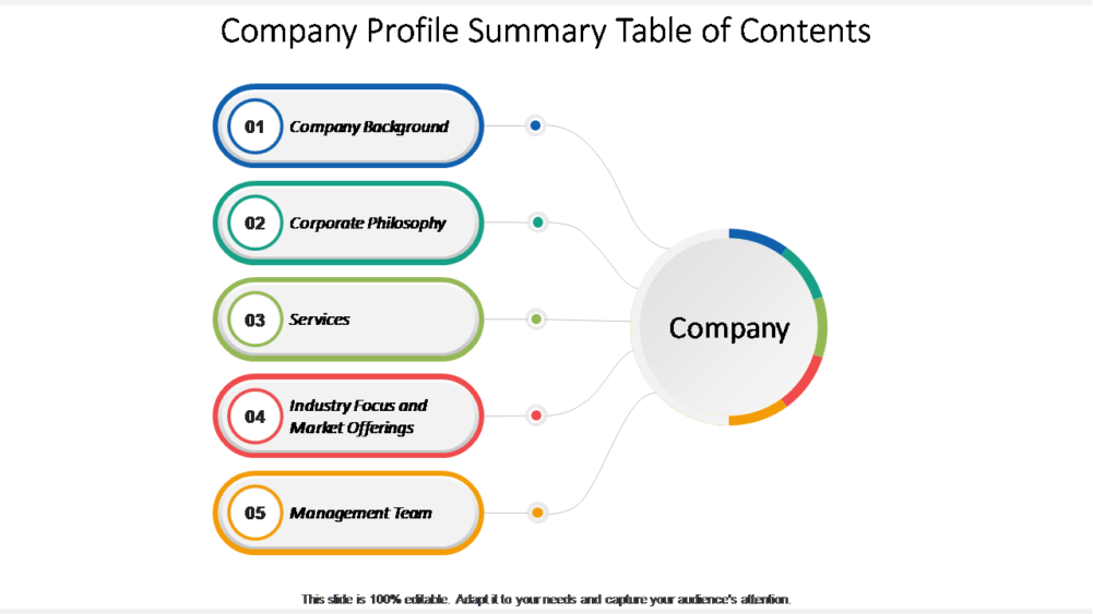 Company Profile Summary Table Of Contents