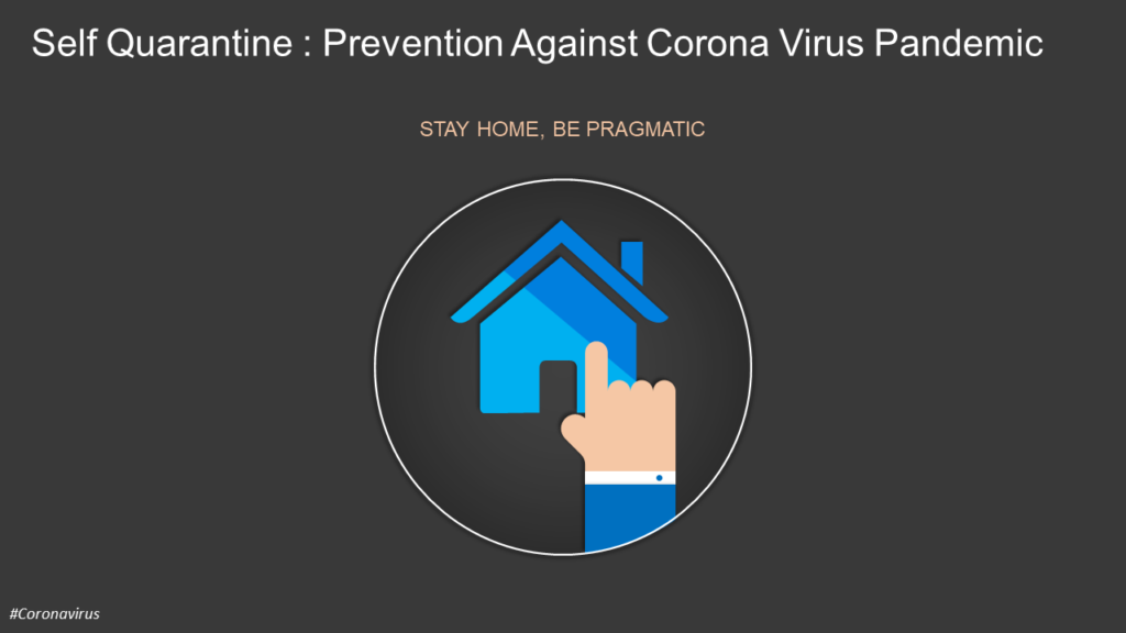 Diapositiva de PPT sobre quedarse en casa para evitar el coronavirus
