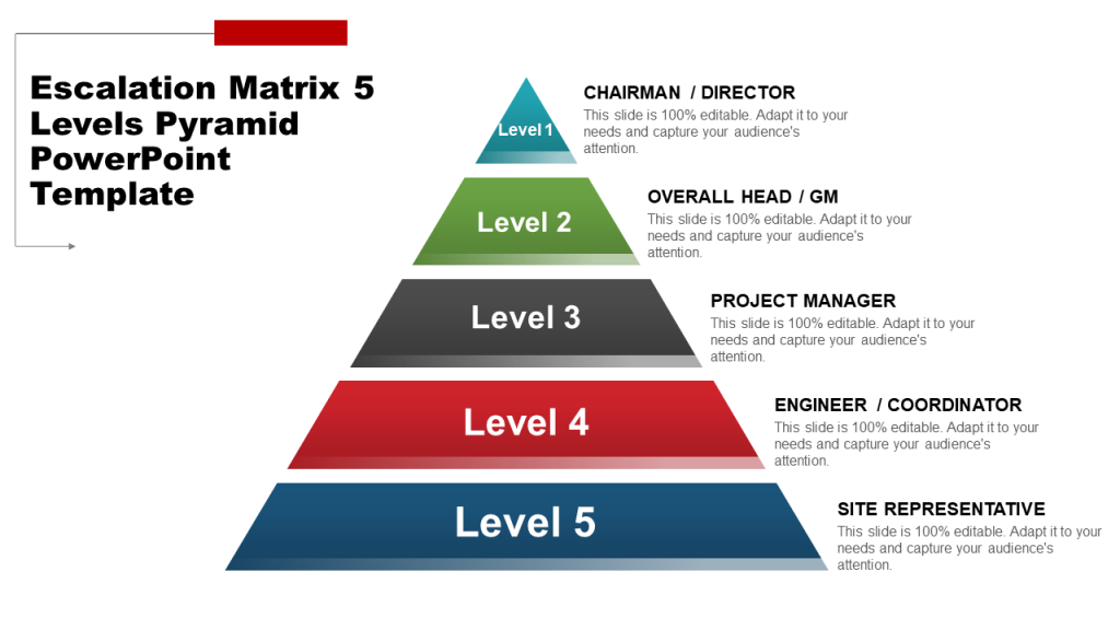 Plantilla de PowerPoint - pirámide libre de 5 niveles de la matriz de escalada Plantilla de PowerPoint - pirámide libre de 5 niveles de la matriz de escalada