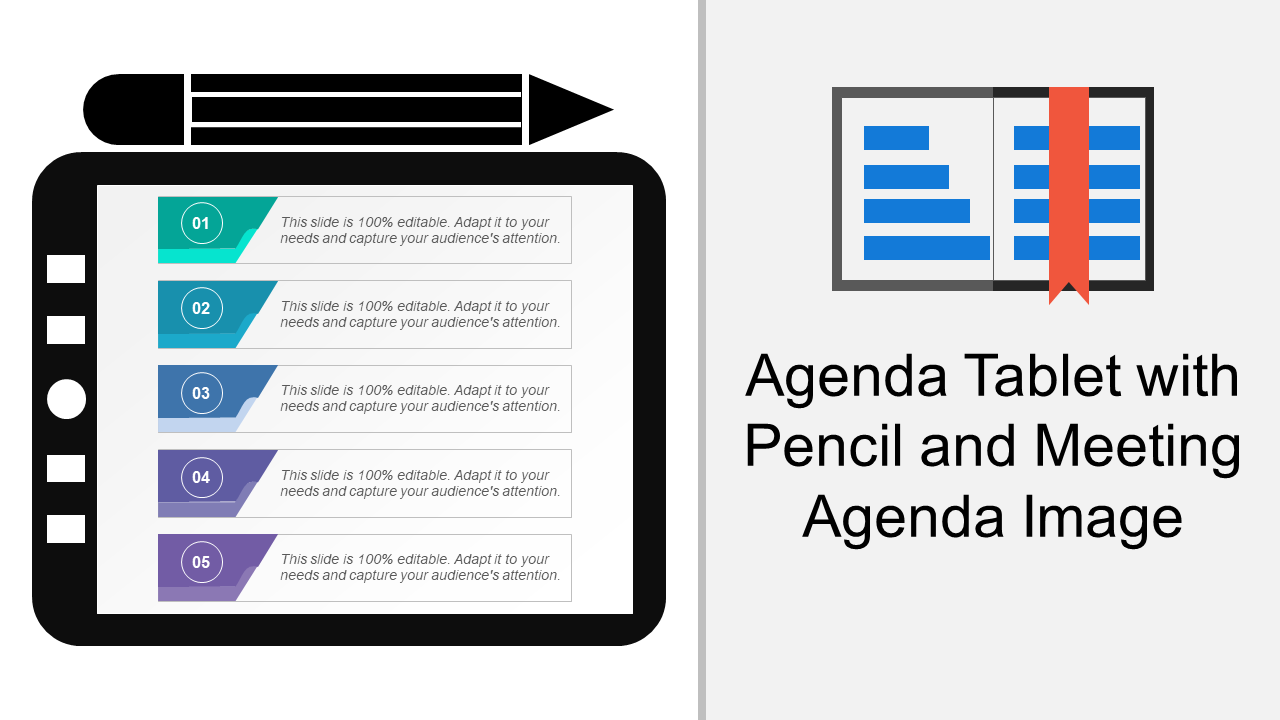 Agenda Tablet With Pencil And Meeting