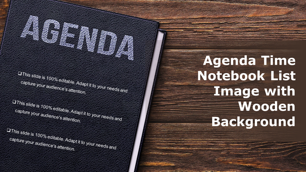 Agenda Time Notebook List Image With Wooden Background