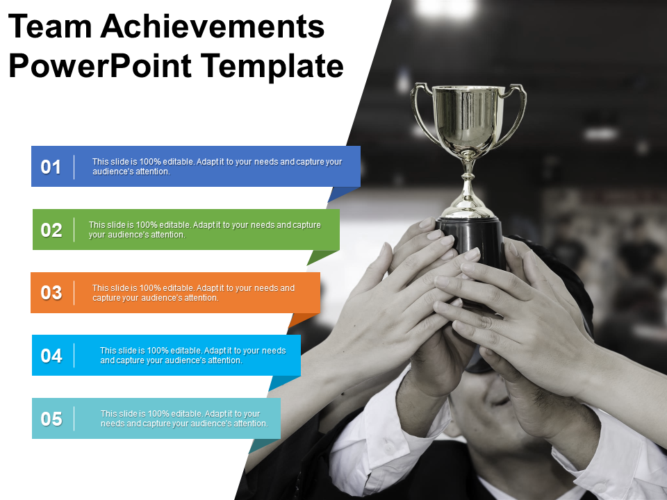Modèle PowerPoint gratuit de réalisations d'équipe