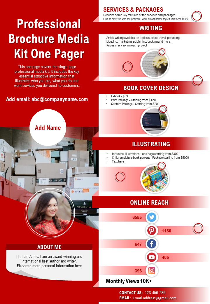 Professional Brochure Media Kit One Pager Presentation Report