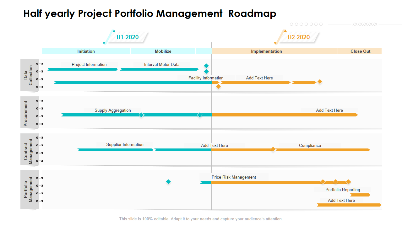 Half yearly Project Portfolio Management Roadmap 