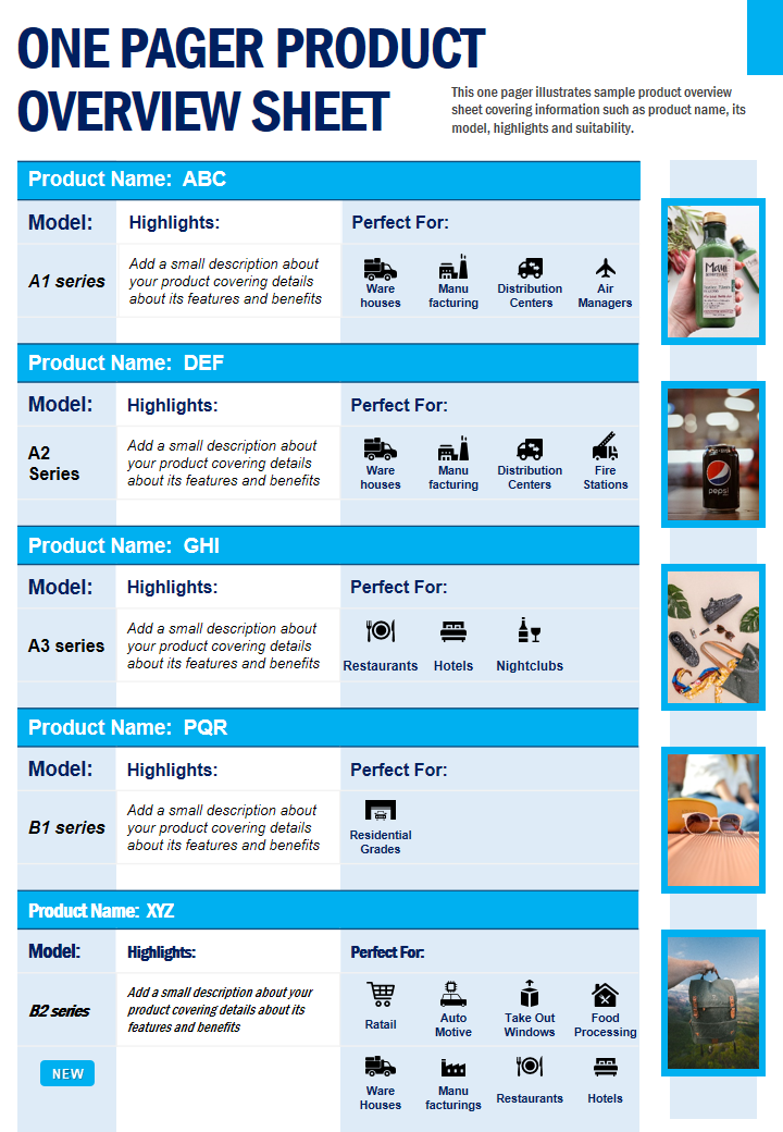ONE PAGER PRODUCT OVERVIEW SHEET 