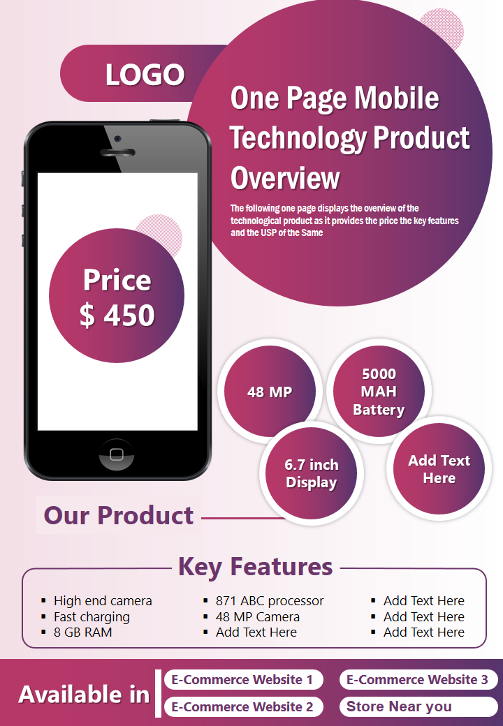 One Page Mobile Technology Product Overview 